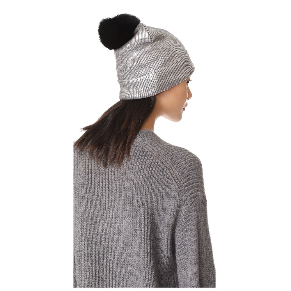 Jocelyn Metallic Fur Pom Hat